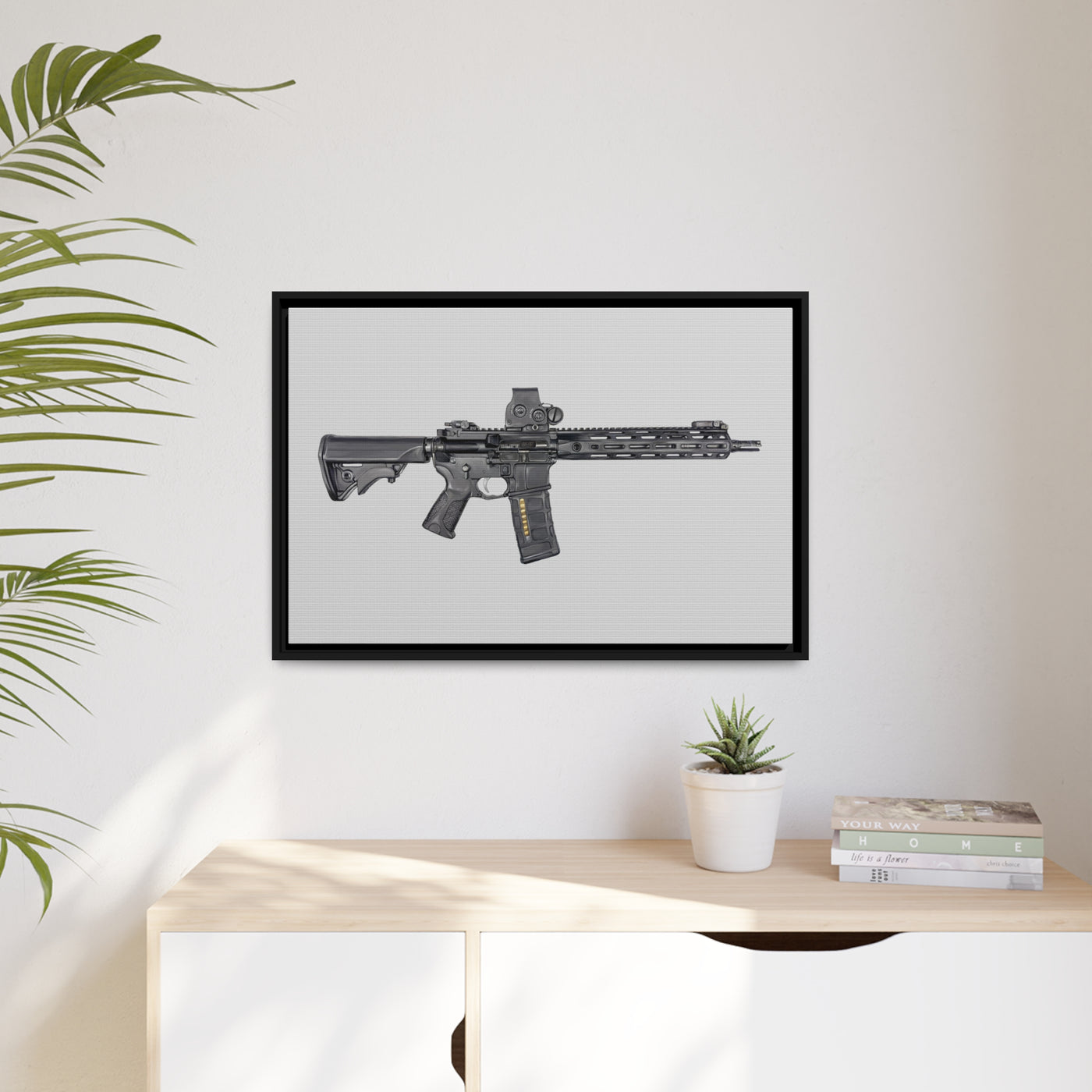 Defending Freedom - AR-15 State Painting - Just The Piece - Black Framed Wrapped Canvas - Value Collection