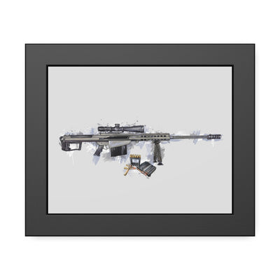 The Long-Range Legend - .50 Cal BMG Rifle Painting - Blue Accents - Black Frame - Value Collection
