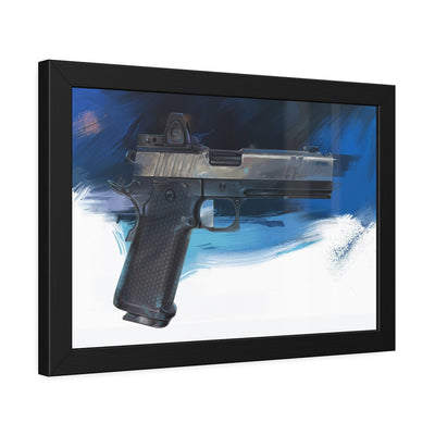 2011 Charlie - Pistol Painting - Dark Blue Background - Black Frame - Value Collection