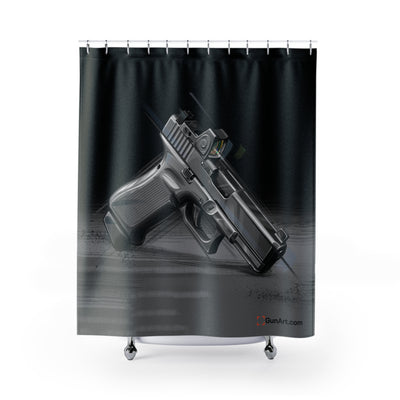 The Last Resort - OG Grey Poly Pistol Shower Curtains