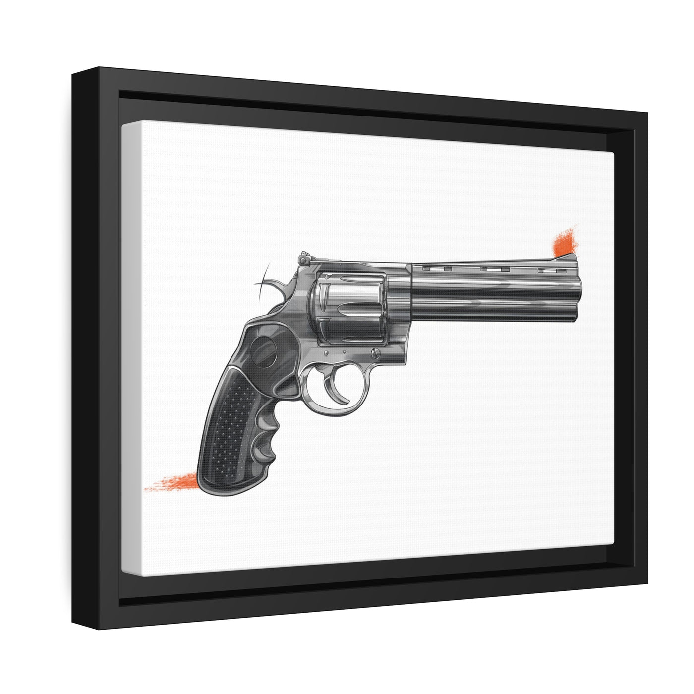 Stainless .44 Mag Revolver Painting - Just The Piece - Black Framed Wrapped Canvas - Value Collection