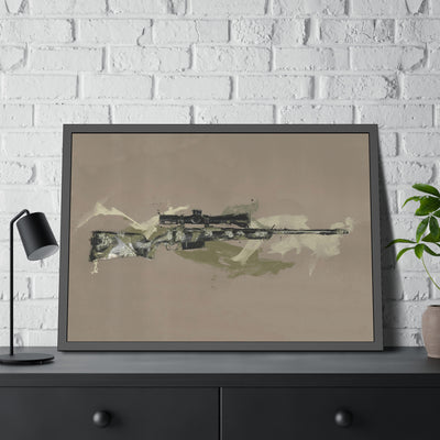 The Harvester - Long Range Hunting Rifle Painting (Minimal) - Black Frame - Value Collection