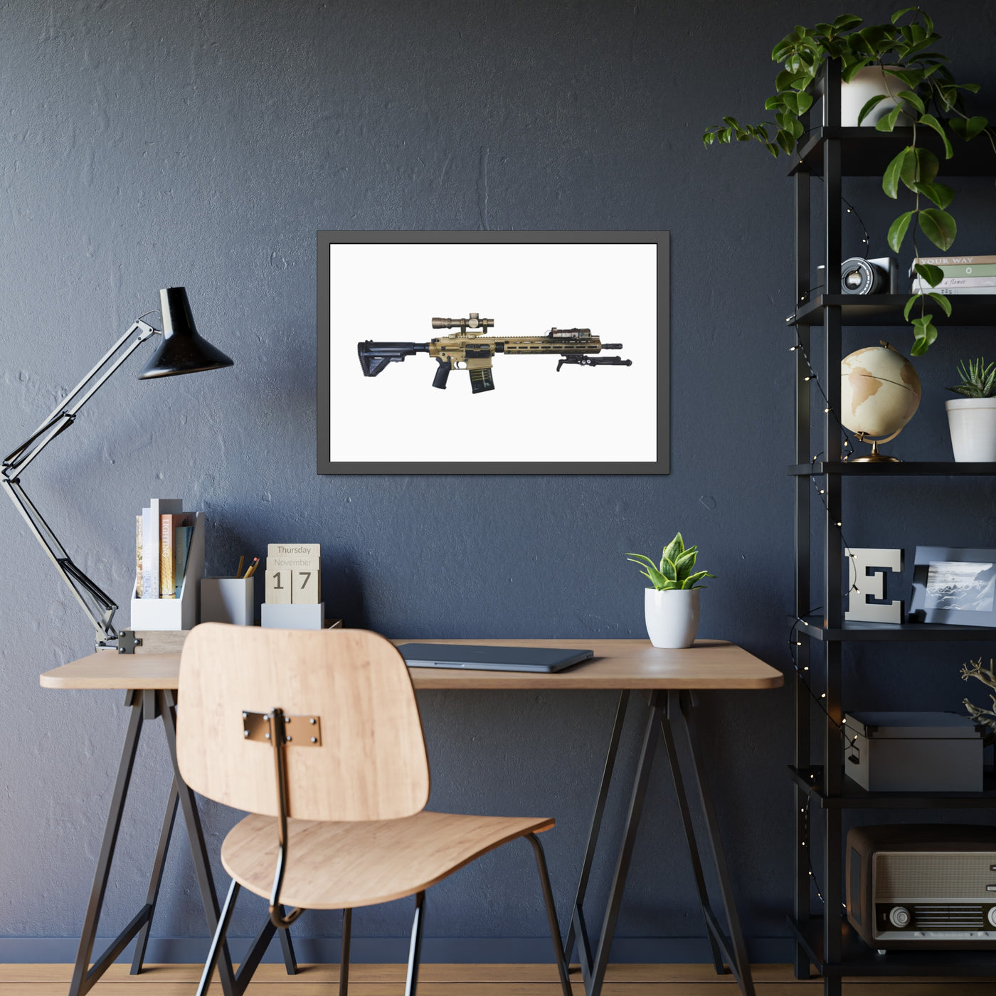German 7.62x51mm AR10 Battle Rifle Painting - Just The Piece - Black Frame - Value Collection