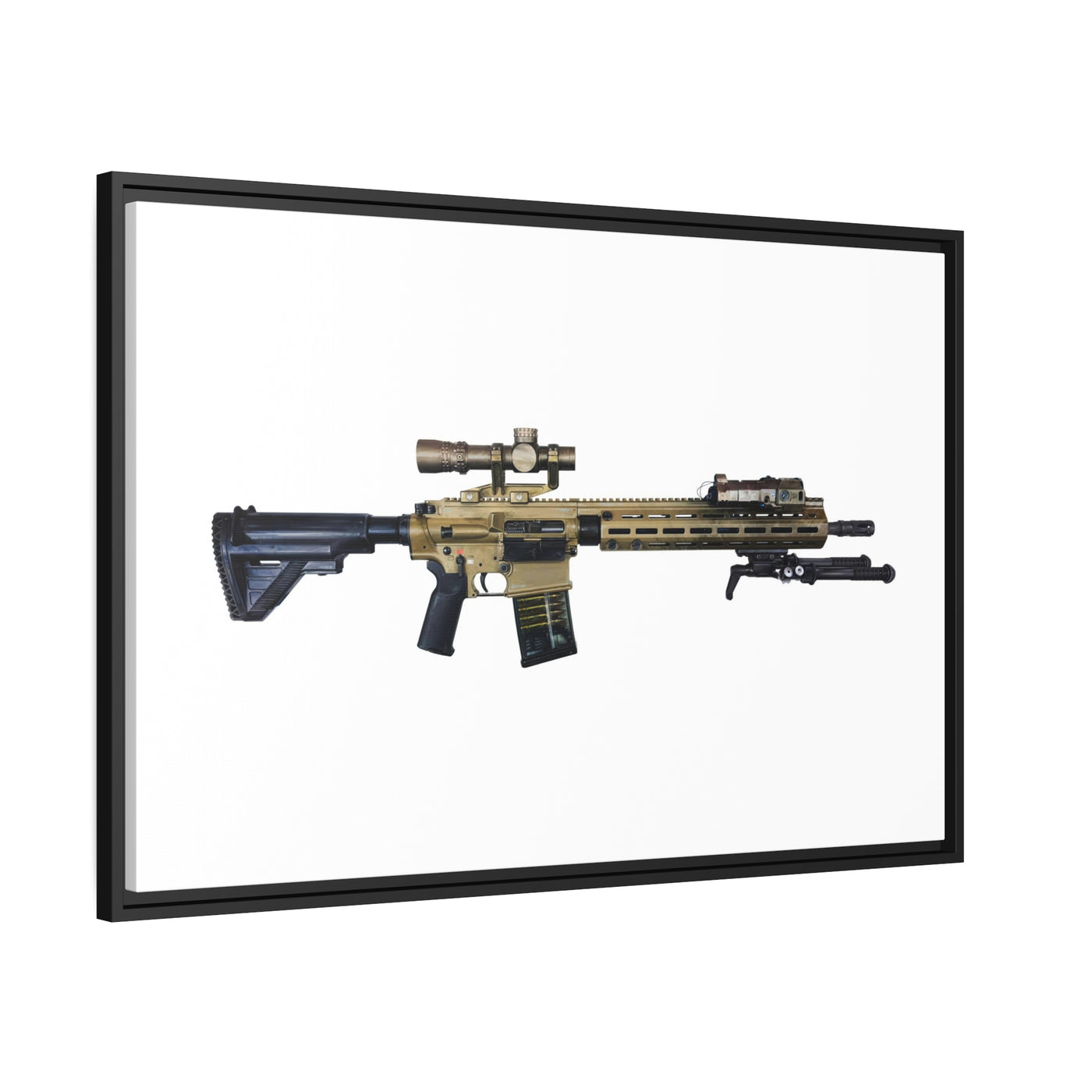 German 7.62x51mm AR10 Battle Rifle Painting - Just The Piece - Black Framed Wrapped Canvas - Value Collection