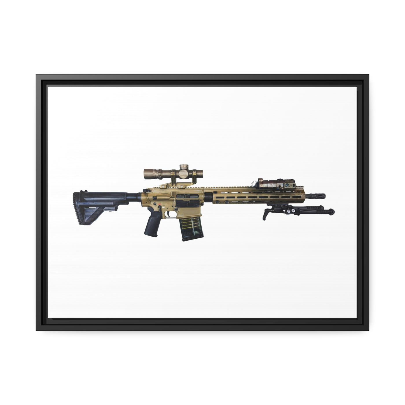 German 7.62x51mm AR10 Battle Rifle Painting - Just The Piece - Black Framed Wrapped Canvas - Value Collection