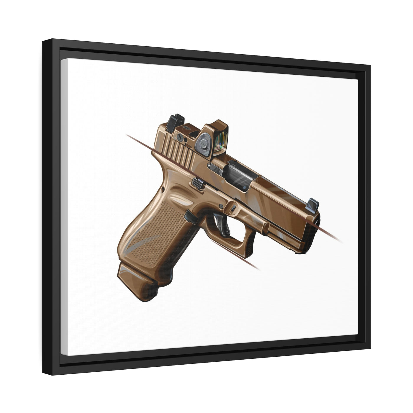 The Last Resort - OG Tan Poly Pistol Painting - Just The Piece - Black Framed Wrapped Canvas - Value Collection