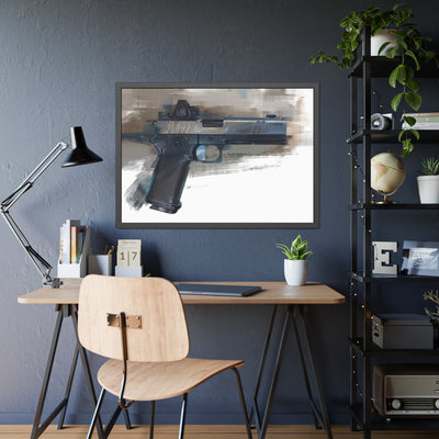 2011 Charlie - Pistol Painting - Brown Background - Black Frame - Value Collection