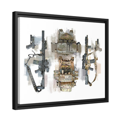 Stay Ready - Tactical Gear - AR15s and Pistols With Plate Carriers Painting - Black Framed Wrapped Canvas - Value Collection