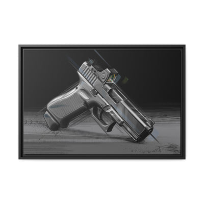 The Last Resort - OG Grey Poly Pistol Painting - Black Framed Wrapped Canvas - Value Collection