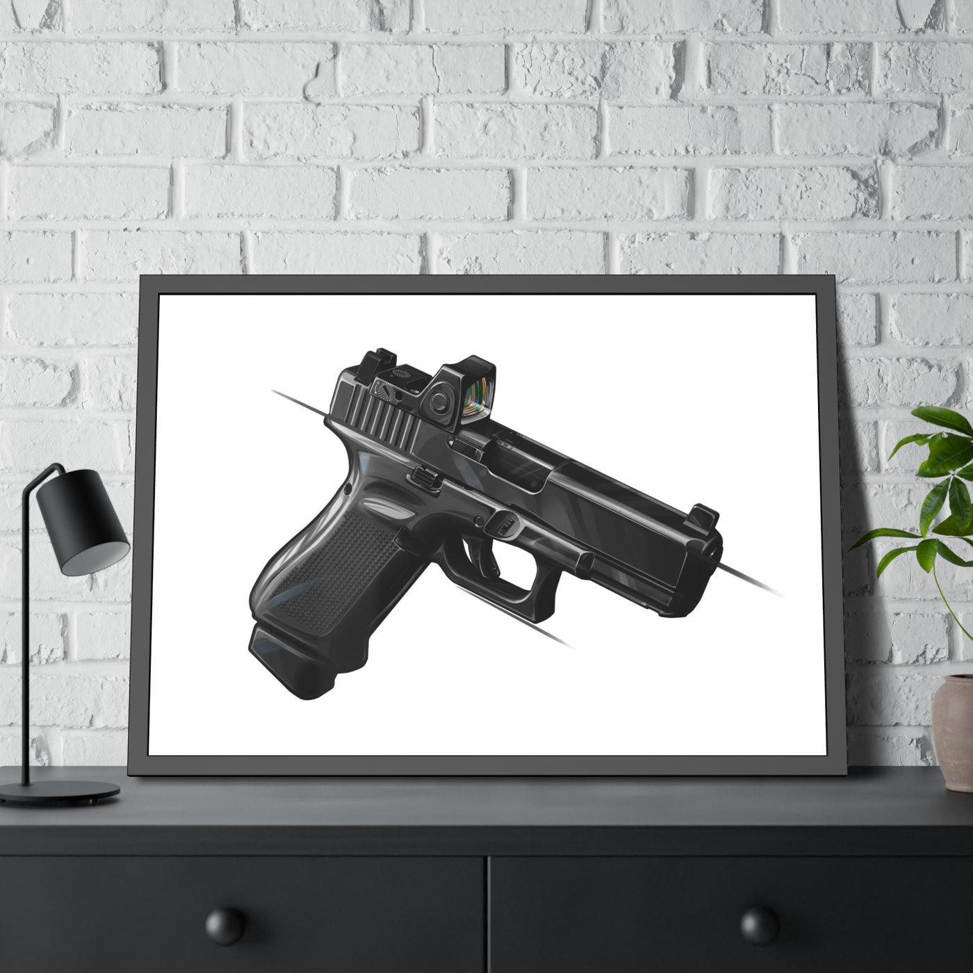 The Last Resort - OG Black Poly Pistol Painting - Just The Piece - Black Frame - Value Collection