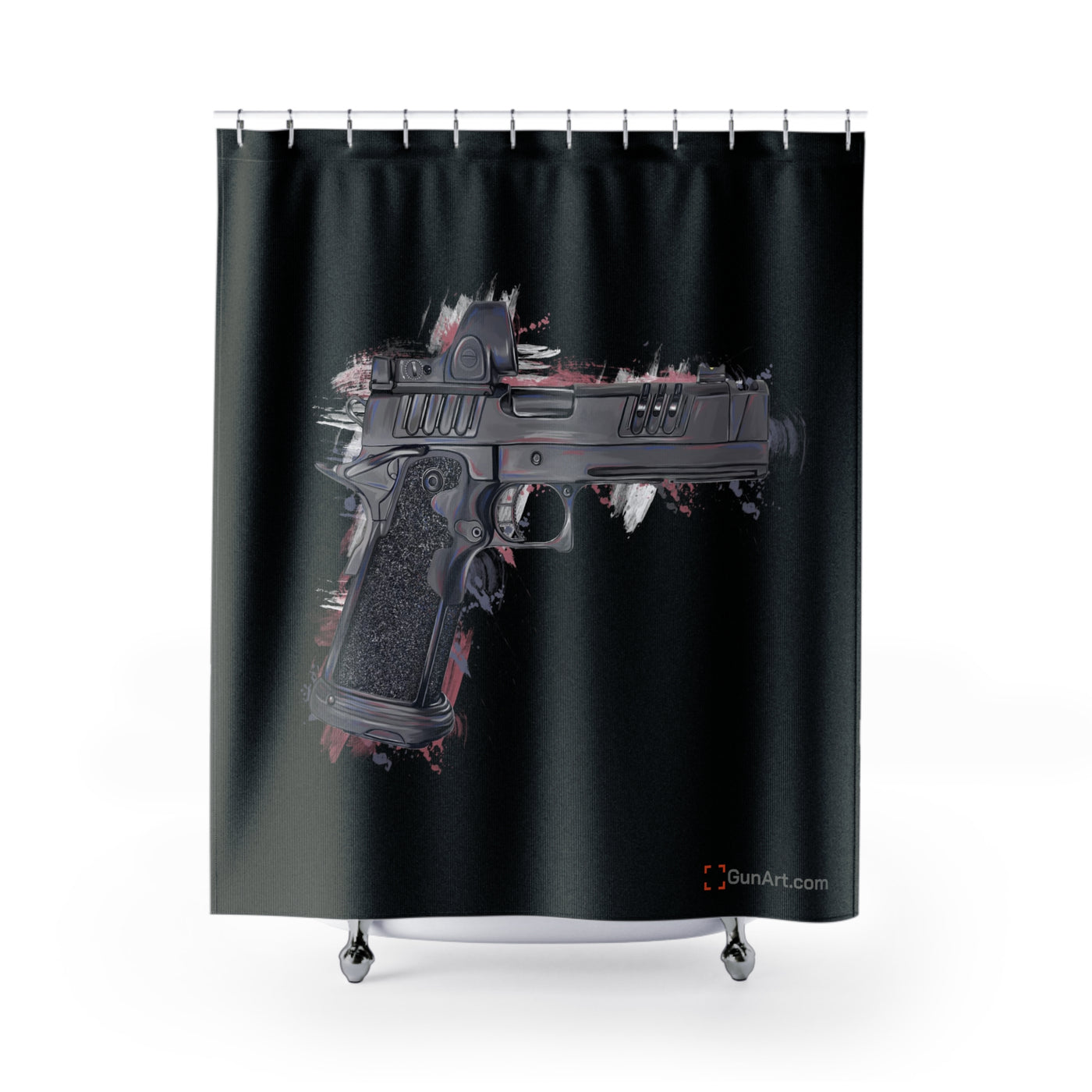 2011 Delta Pistol Shower Curtains - Black Blackground