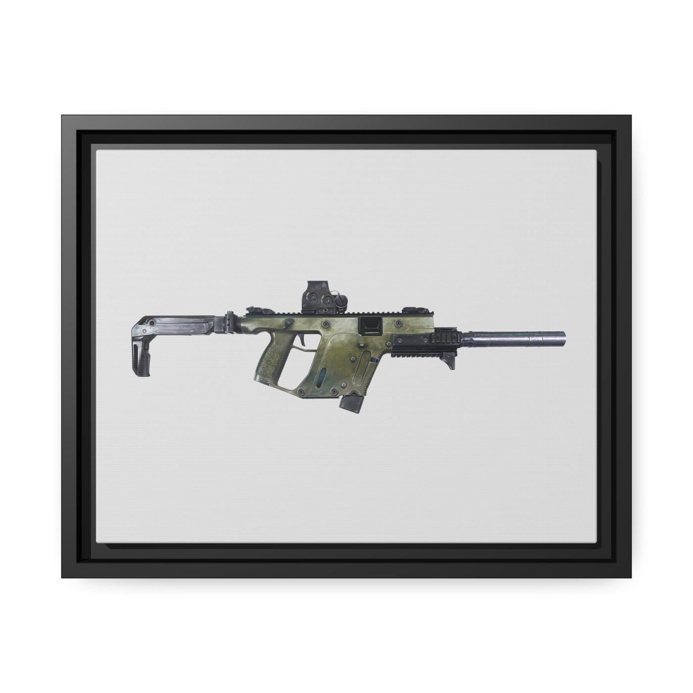 The Vindicator - Suppressed SMG Painting - Just The Piece - Black Framed Wrapped Canvas - Value Collection