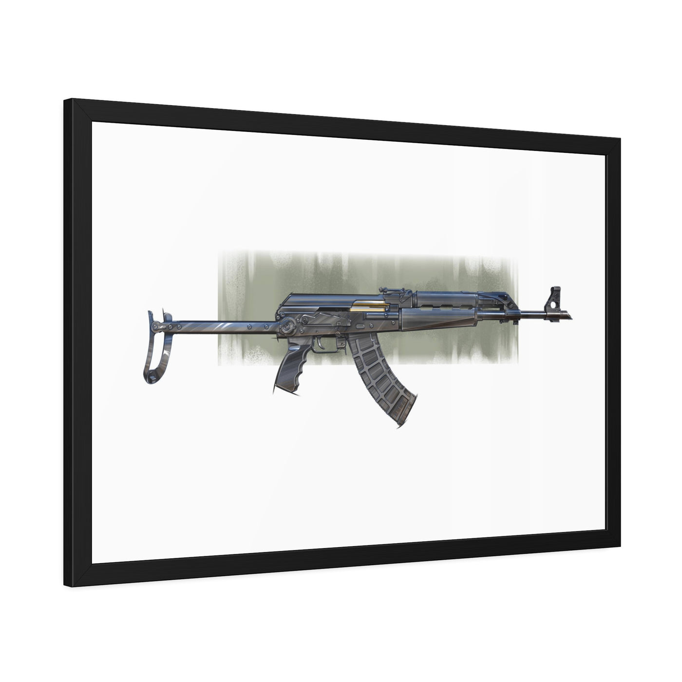 The Paratrooper / AK-47 Underfolder Painting - Black Frame - Value Collection