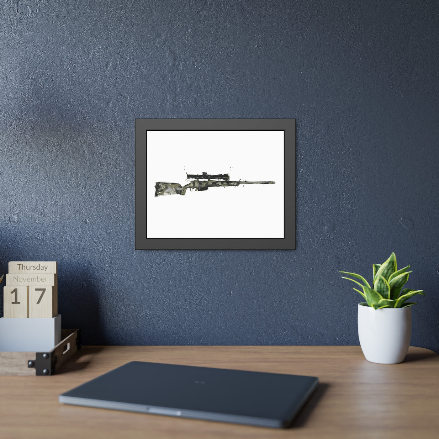 The Harvester - Long Range Hunting Rifle Painting - Just The Piece - Black Frame - Value Collection