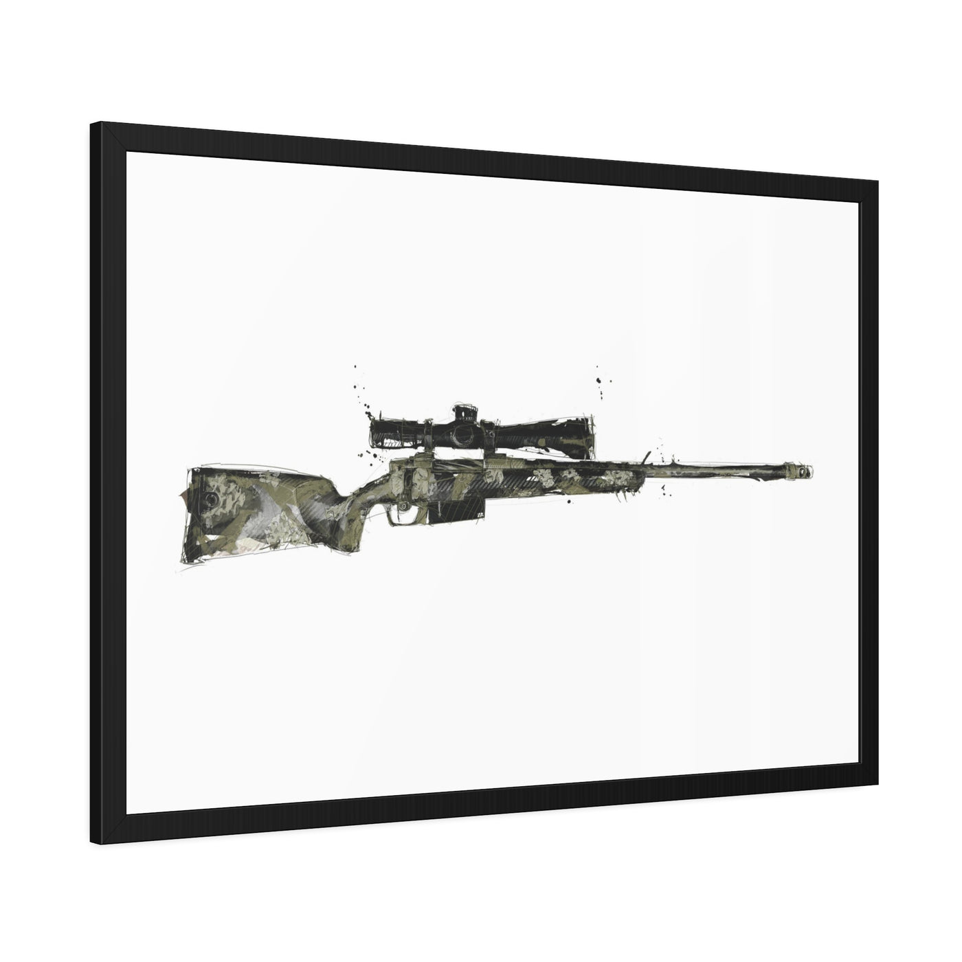 The Harvester - Long Range Hunting Rifle Painting - Just The Piece - Black Frame - Value Collection