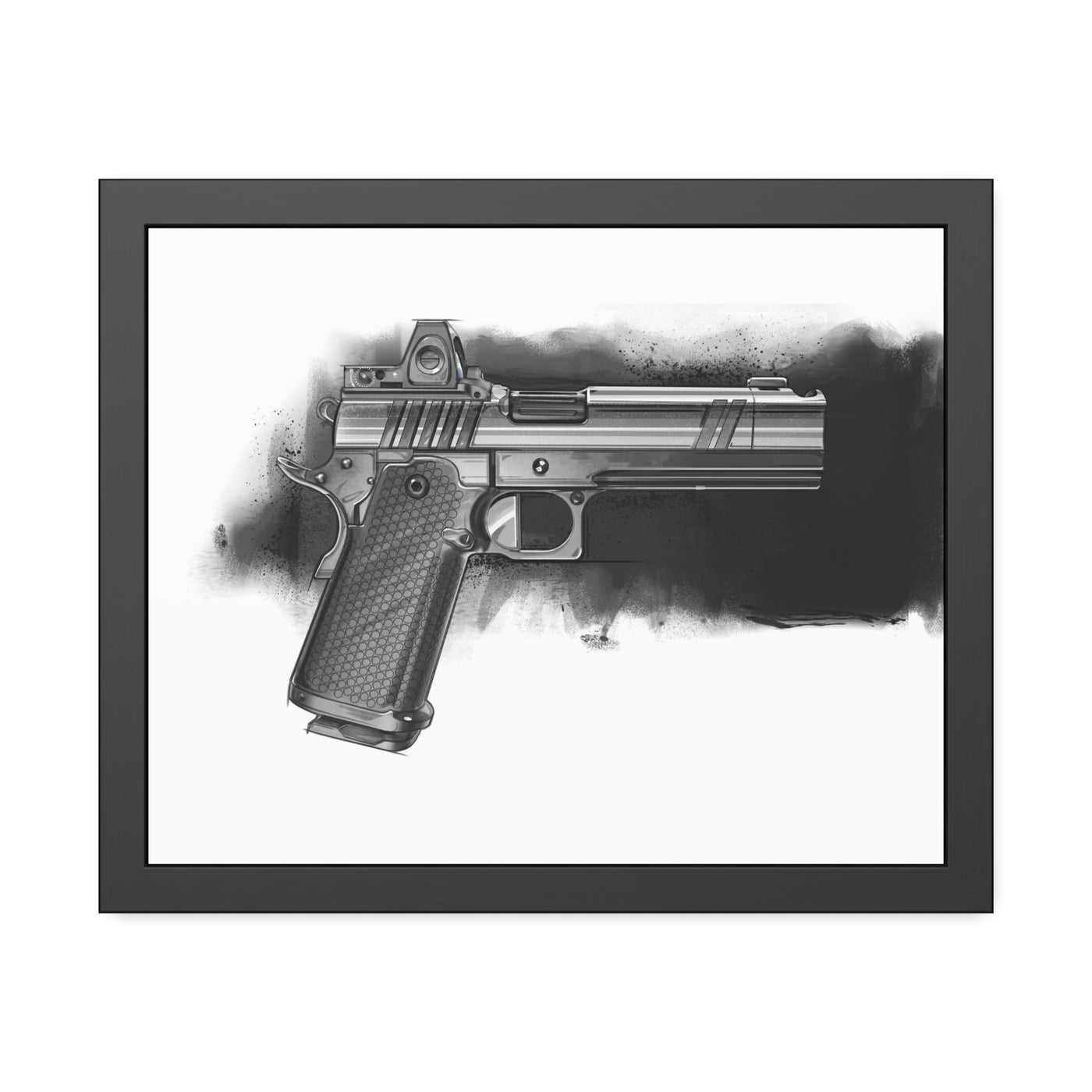 2011 Black & White Pistol Painting - Black Frame - Value Collection
