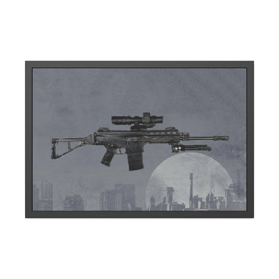 The Urban Sniper Painting - Grey Background - Black Frame - Value Collection