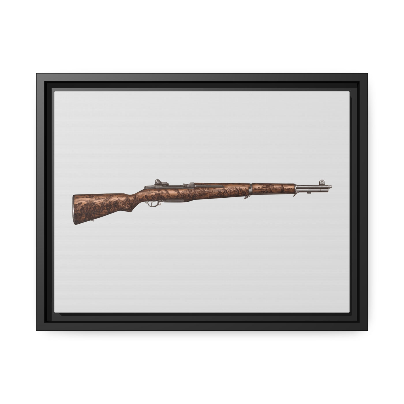 Honoring The Brave / M1 Garand / World War II D-Day Painting - Just The Piece - Black Framed Wrapped Canvas - Value Collection