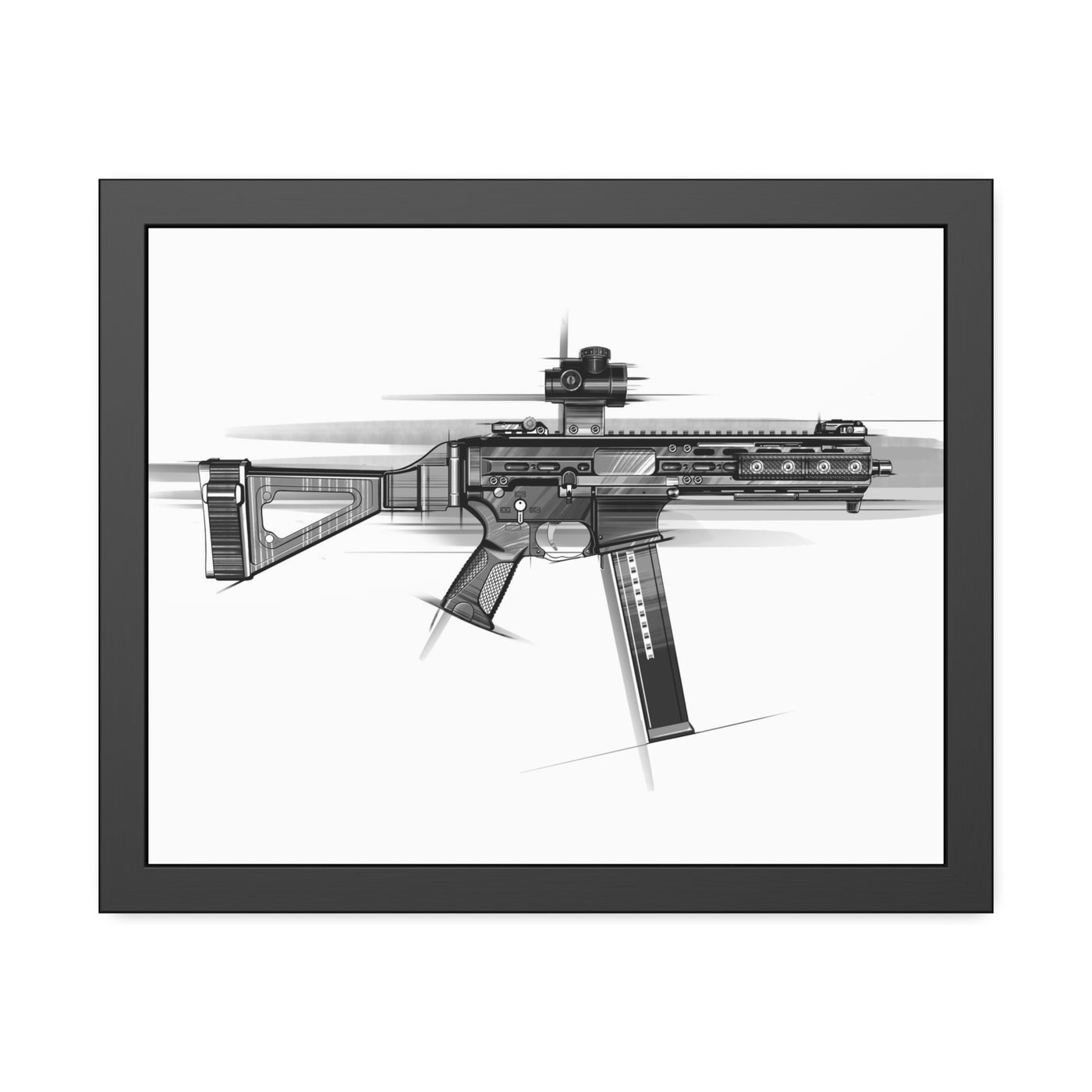 .45 Cal SMG Painting - Black Frame - Value Collection