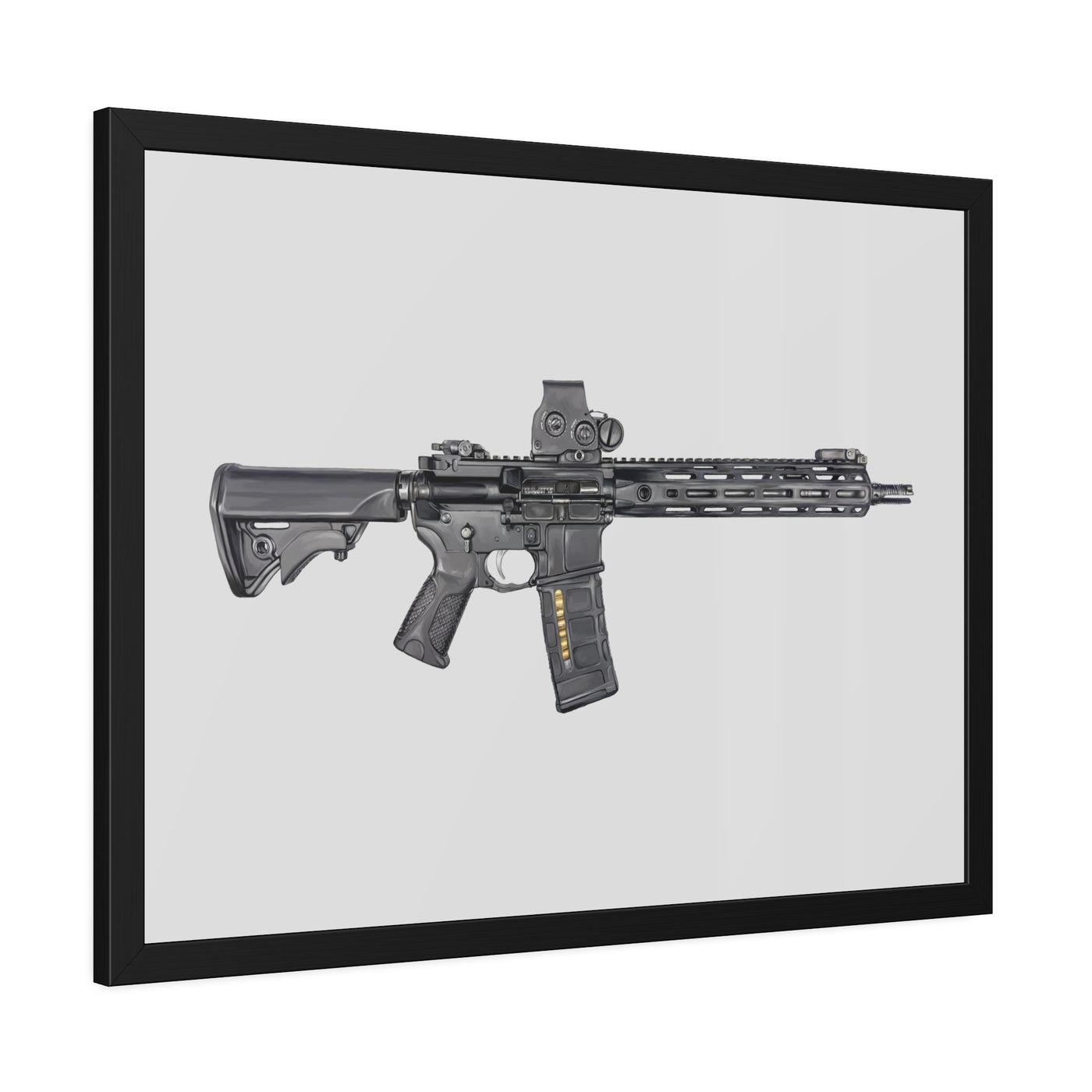 Defending Freedom - AR-15 State Painting - Just The Piece - Black Frame - Value Collection