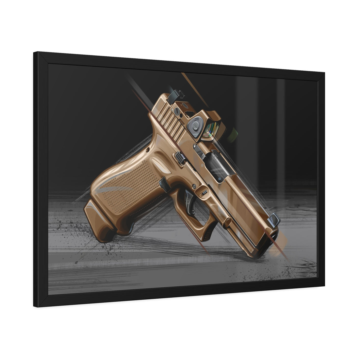 The Last Resort - OG Tan Poly Pistol Painting - Black Frame - Value Collection