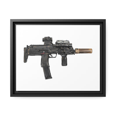 German 4.6x30mm Sub Machine Gun Painting - Just The Piece - Black Framed Wrapped Canvas - Value Collection