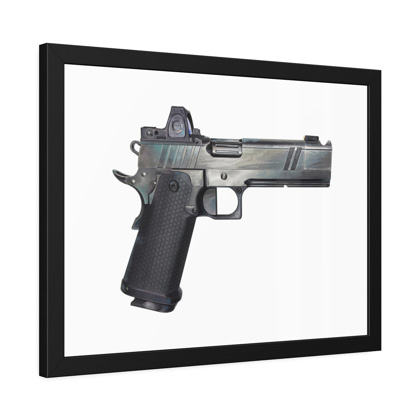 2011 Bravo - Pistol Painting - Just The Piece - Black Frame - Value Collection