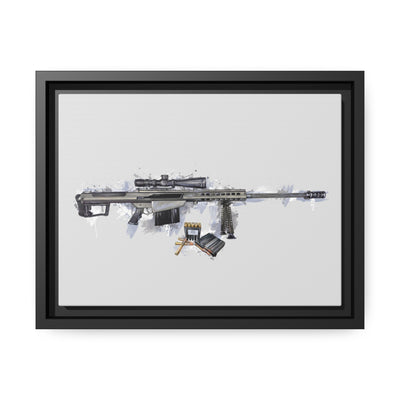 The Long-Range Legend - .50 Cal BMG Rifle Painting - Blue Accents - Black Framed Wrapped Canvas - Value Collection