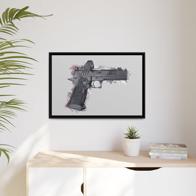 2011 Delta Pistol Painting - Black Framed Wrapped Canvas - Value Collection