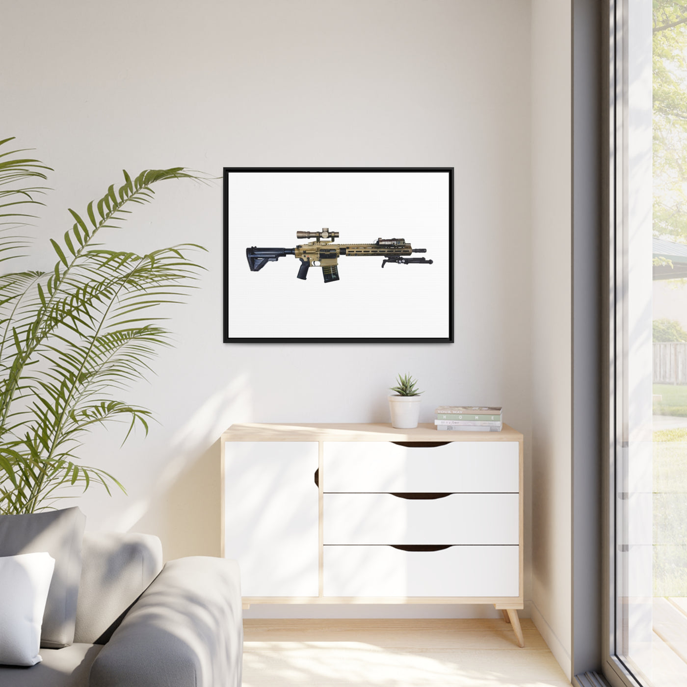 German 7.62x51mm AR10 Battle Rifle Painting - Just The Piece - Black Framed Wrapped Canvas - Value Collection