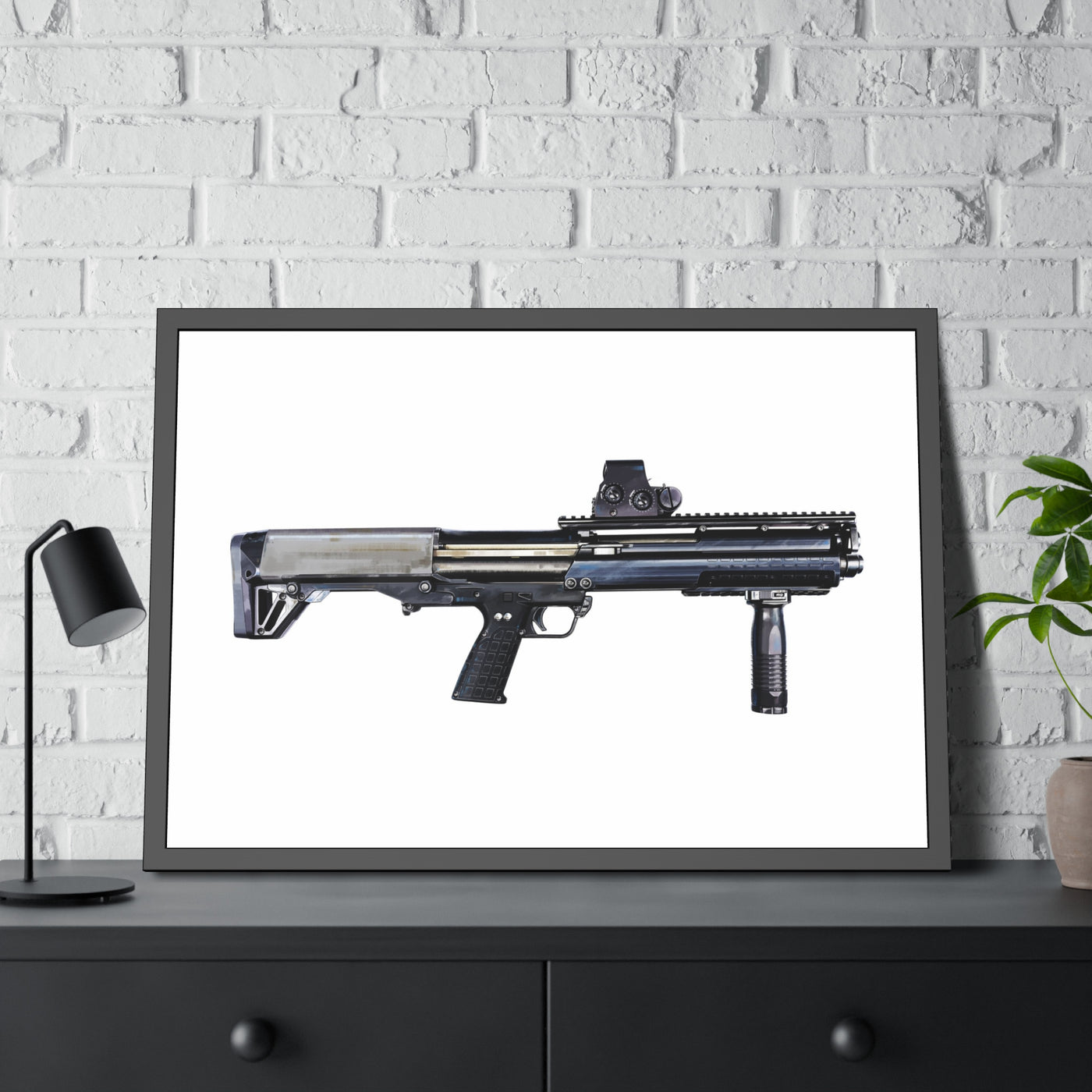 Tactical Bullpup Shotgun Painting - Just The Piece - Black Frame - Value Collection