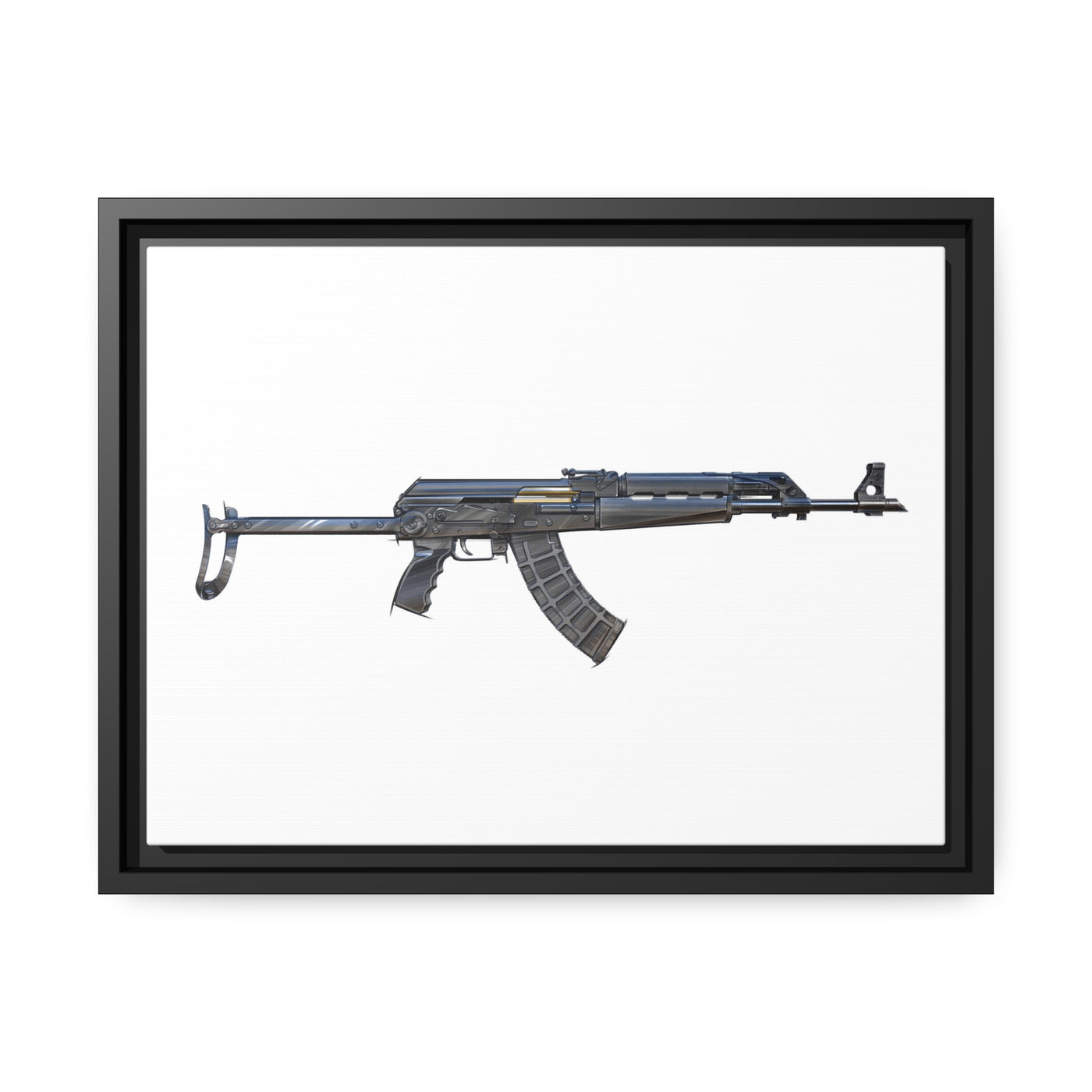 The Paratrooper AK-47 Painting - Just The Piece - Black Framed Wrapped Canvas - Value Collection