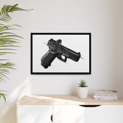 The Last Resort - OG Black Poly Pistol Painting - Just The Piece - Black Framed Wrapped Canvas - Value Collection