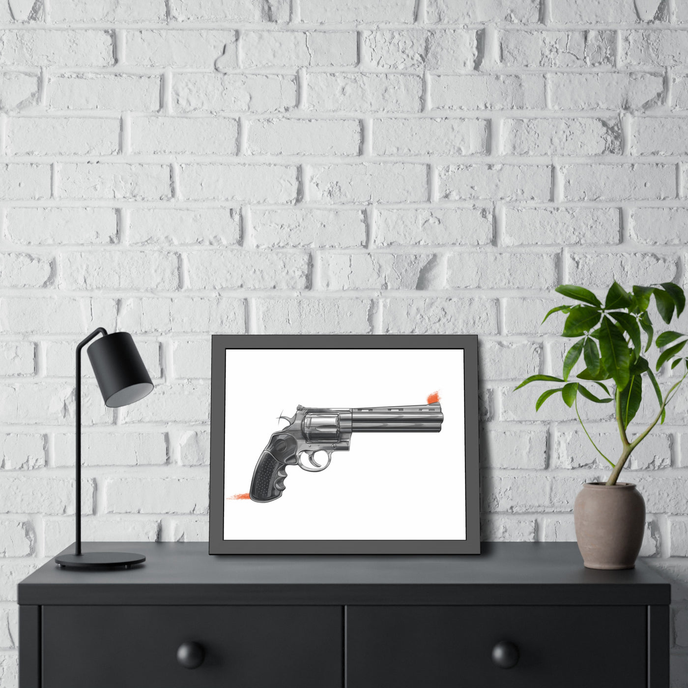 Stainless .44 Mag Revolver Painting - Just The Piece - Black Frame - Value Collection