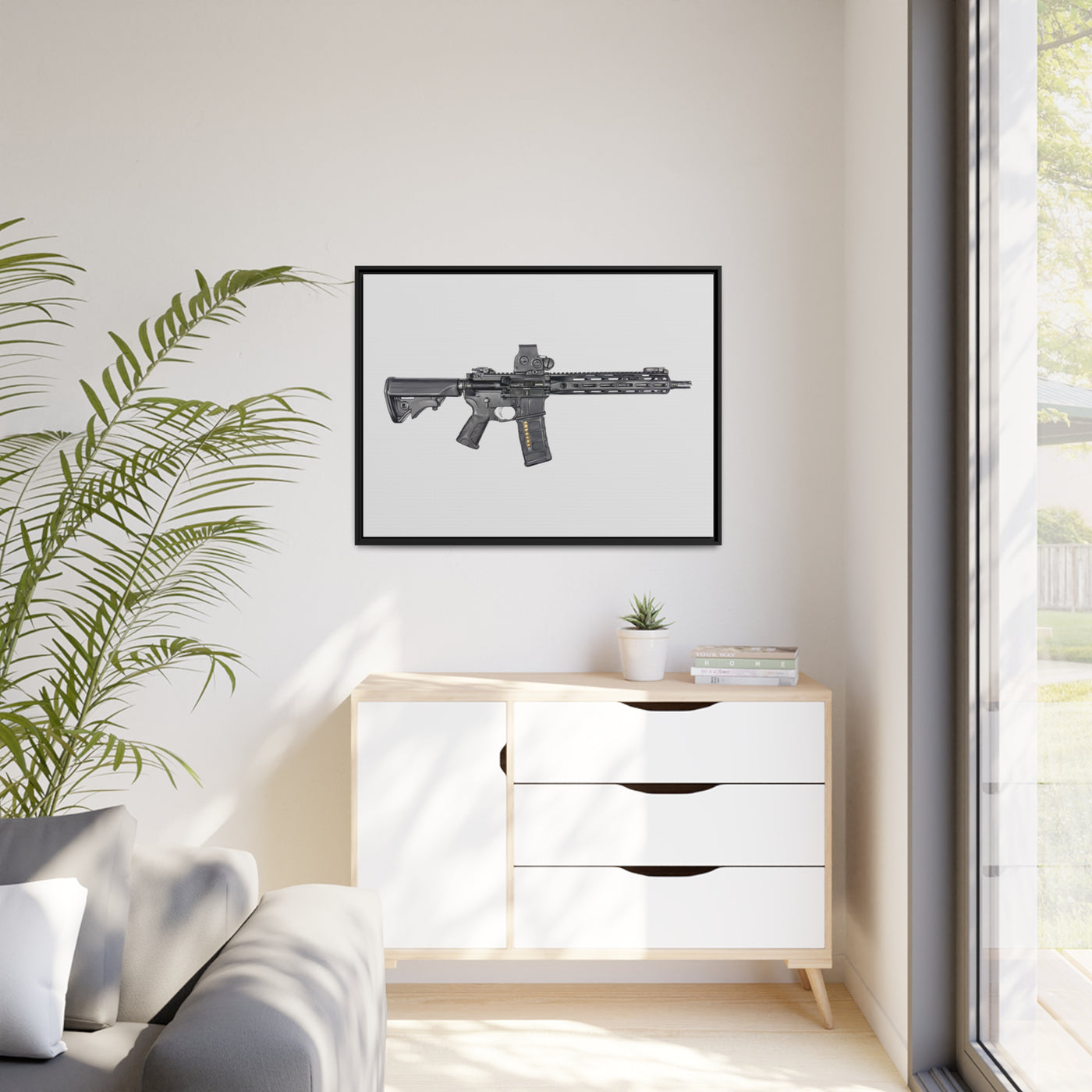 Defending Freedom - AR-15 State Painting - Just The Piece - Black Framed Wrapped Canvas - Value Collection