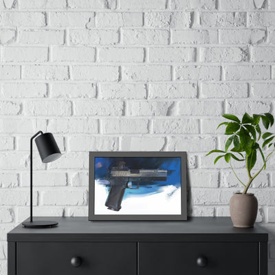 2011 Charlie - Pistol Painting - Dark Blue Background - Black Frame - Value Collection