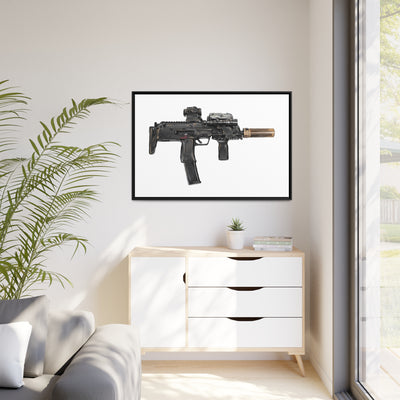 German 4.6x30mm Sub Machine Gun Painting - Just The Piece - Black Framed Wrapped Canvas - Value Collection