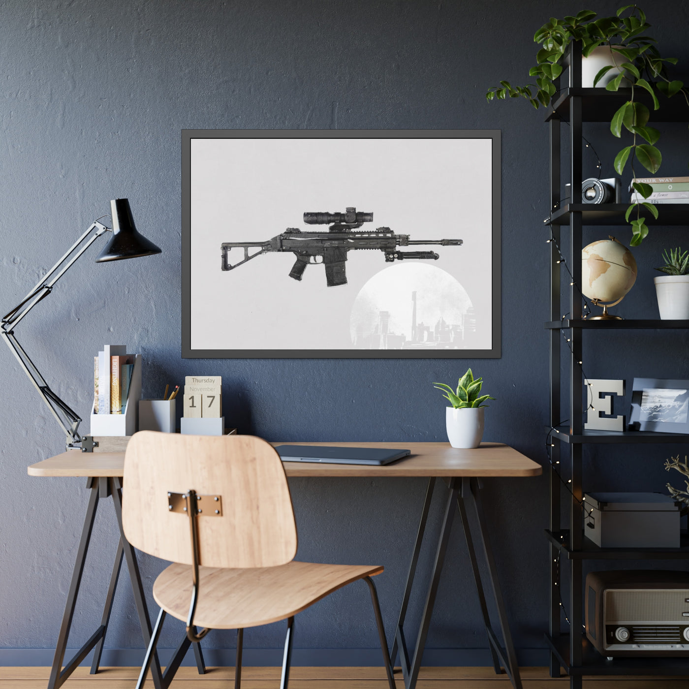 The Urban Sniper Painting - White Background - Black Frame - Value Collection