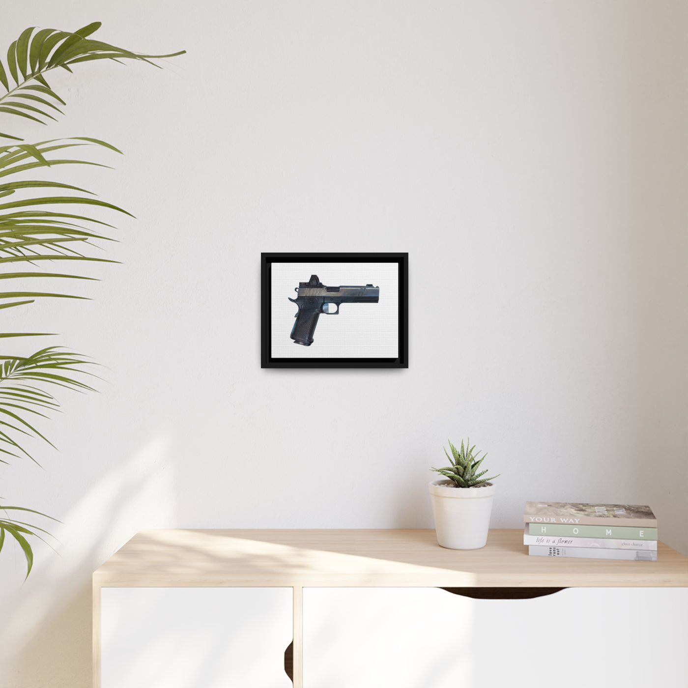 2011 Charlie - Pistol Painting - Just The Piece - Black Framed Wrapped Canvas - Value Collection