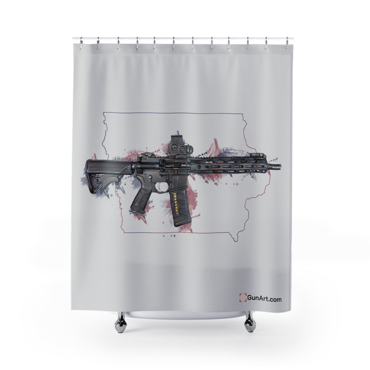 Defending Freedom - Iowa - AR-15 State Shower Curtains - Colored State