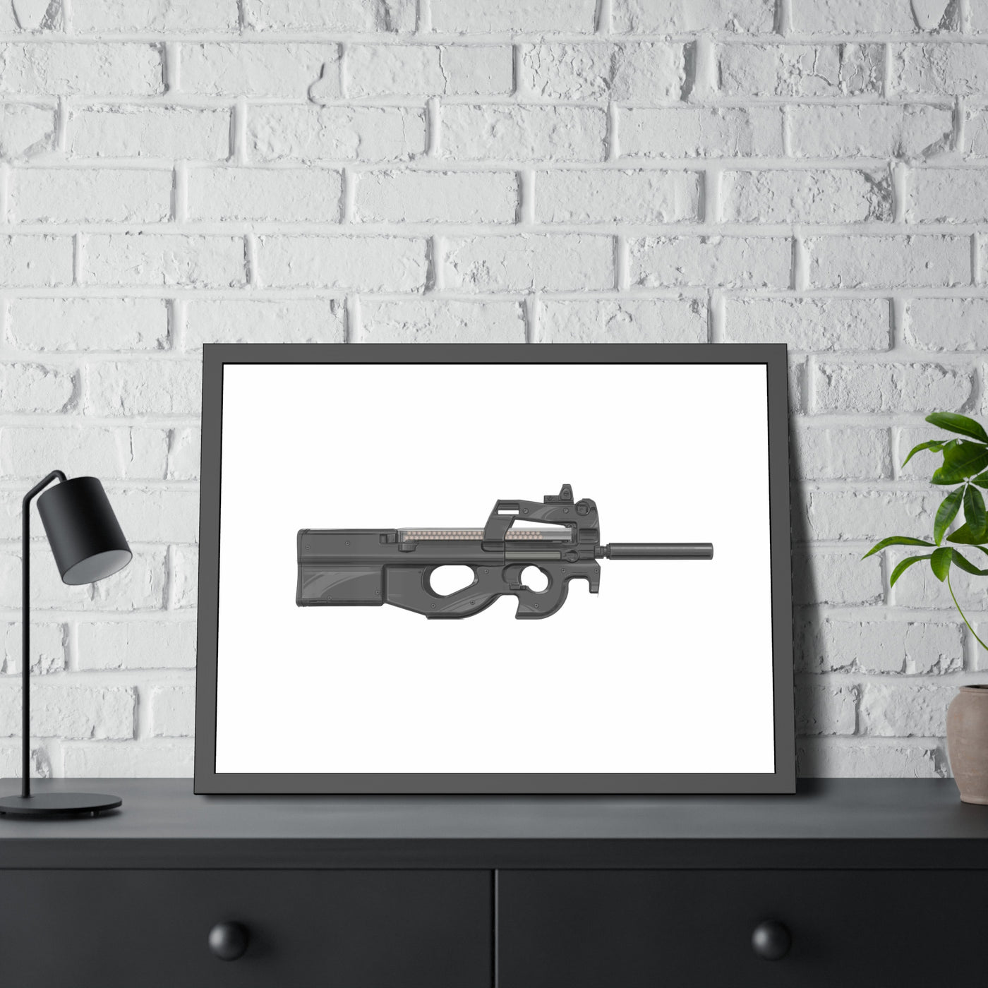 Secret Service Subgun - Bullpup 5.7x28mm Painting - Just The Piece - Black Frame - Value Collection