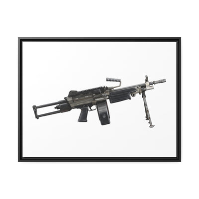 Belt-Fed 5.56x45mm Light Machine Gun Painting - Just The Piece - Black Framed Wrapped Canvas - Value Collection