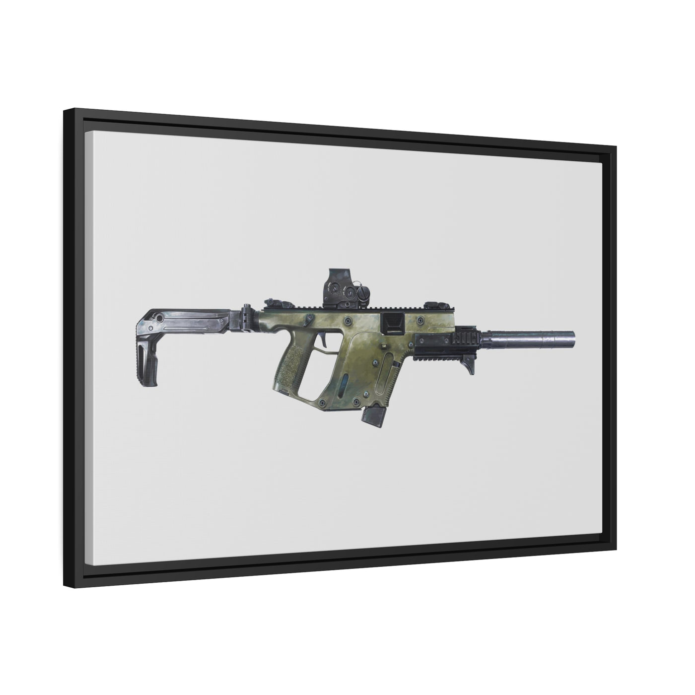 The Vindicator - Suppressed SMG Painting - Just The Piece - Black Framed Wrapped Canvas - Value Collection