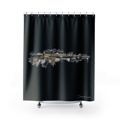 Socom Sniper Rifle Shower Curtains - Black Background