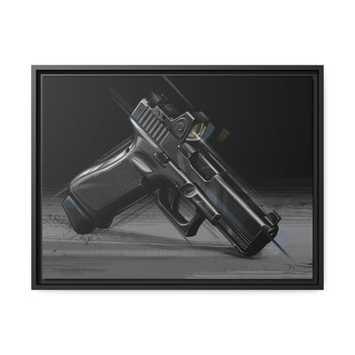 The Last Resort - OG Black Poly Pistol Painting - Black Framed Wrapped Canvas - Value Collection