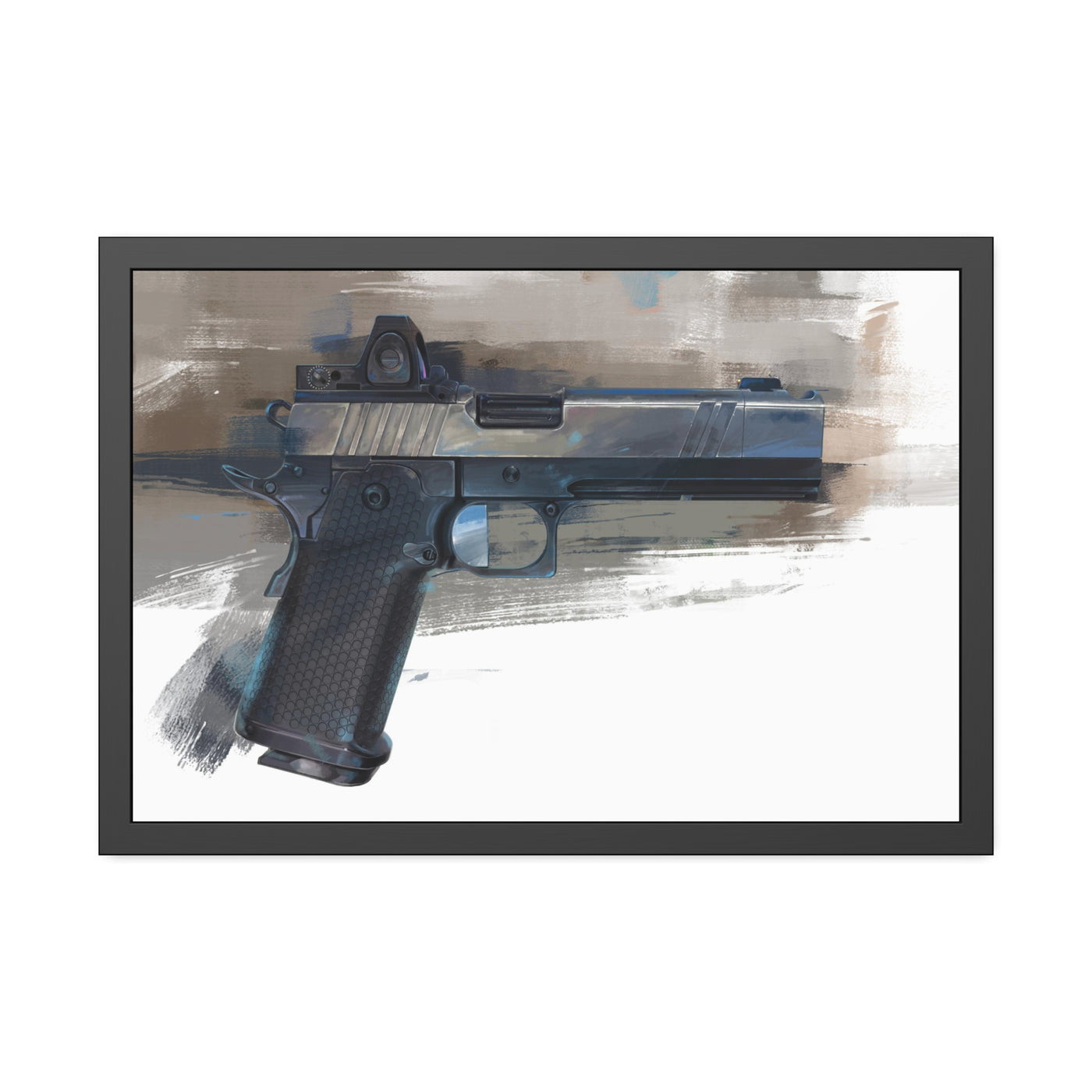 2011 Charlie - Pistol Painting - Brown Background - Black Frame - Value Collection