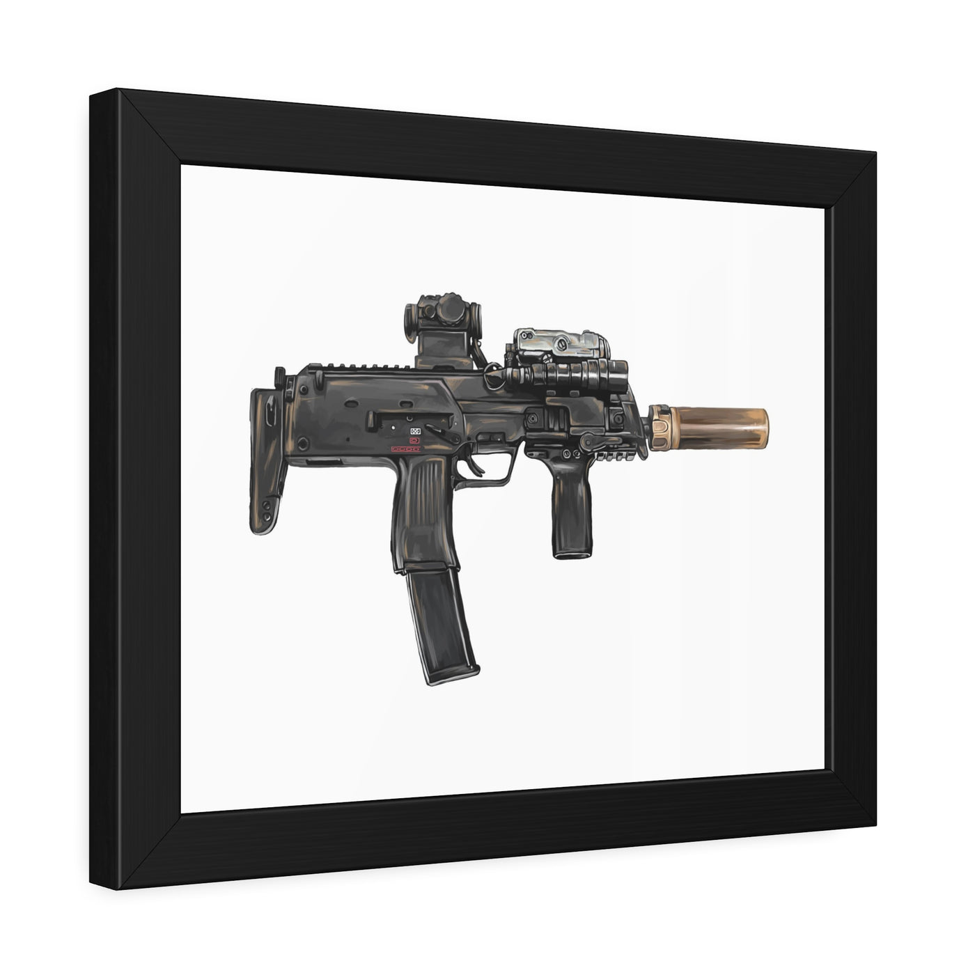 German 4.6x30mm Sub Machine Gun Painting - Just The Piece - Black Frame - Value Collection