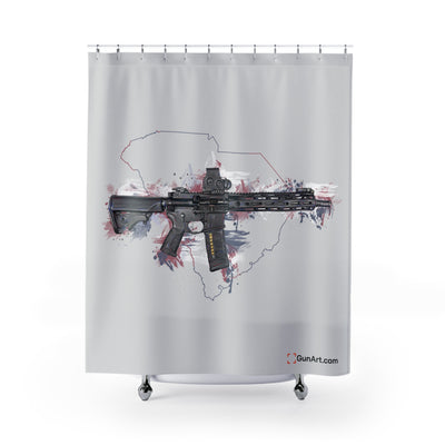Shower Defending Freedom - South Carolina - AR-15 State Shower Curtains - Colored State