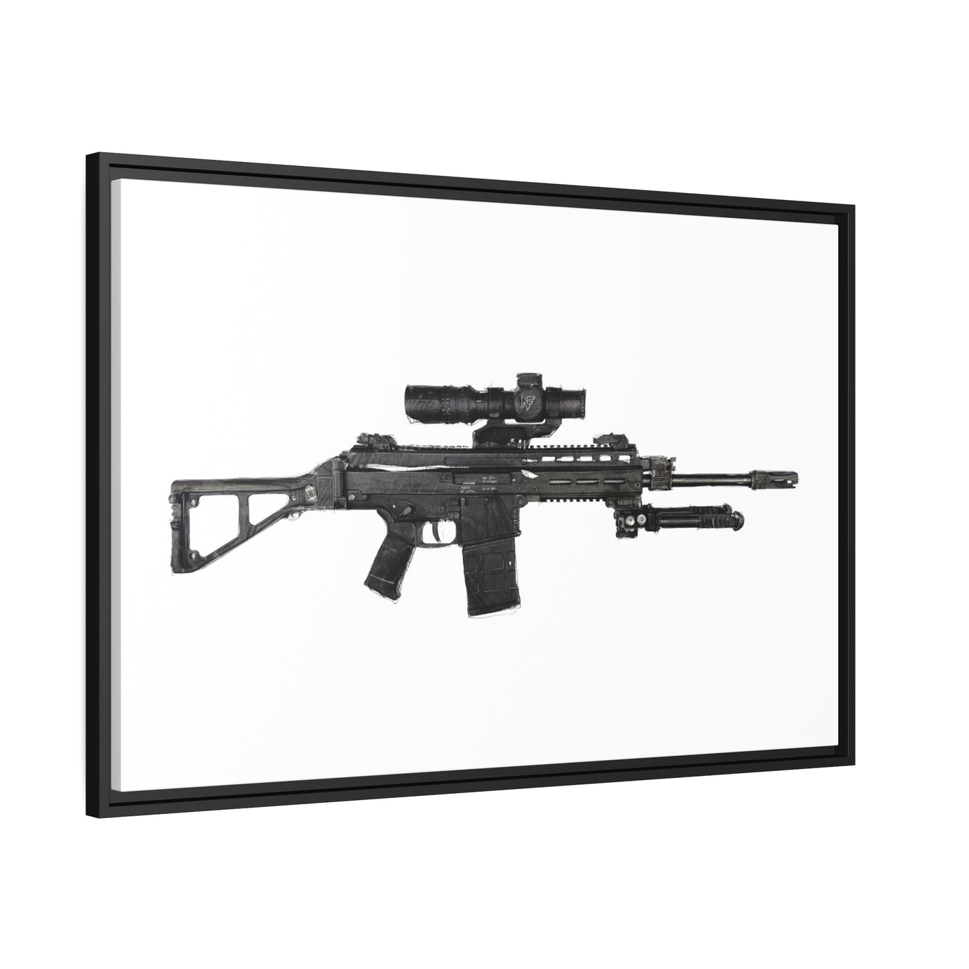 The Urban Sniper Painting - Just The Piece - Black Framed Wrapped Canvas - Value Collection