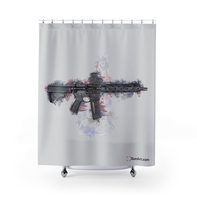 Defending Freedom - New Hampshire - AR-15 State Shower Curtains - White State